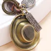 Keychains Trendy Vintage Bronze Alloy Cowboy Hat Charm Key Chain Manlig kvinnlig Keyring Pendant Accessories Jewelry Friend Gift9223439