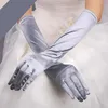 Women Stretch Halloween Satin Gloves Ladies Elegant Vintage Evening Party Prom Long Solid Color1