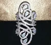 Nieuwe aankomst mode band ringen sieraden 925 sterling zilver wit topaas gesimuleerde diamant edelstenen hart gesneden brede ring voor vrouwen 14 J2