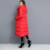 Women's Down & Parkas Women Winter Bubble Coats Long Padded Clothes Solid Color Black Jacket Puffer Warm Thick Slim Over Knee