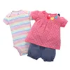 Ромпер + точка футболка + шорты 3 штуки костюм для новорожденного девочка одежда 2020 летний набор набор нового рожденного костюма одежда хлопок LJ201223