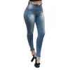 Kvinnor vår sommar sexig hög midja skinny jeans damer casual denim blå byxor kvinnlig rippad denim penna pants lj201130