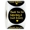 Gold Black Paper Thank You For Supporting A Small Business Stickers Label Christmas Gift Baking Decor 1.5inch 500pcs