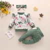 Floral Gedrukt babykleding Sets voor 0- Baby Meisjes Winter Ruffles Tops en Zakken Broek Casual Pullover Pasgeboren Outfits 30 LJ201221