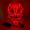 Kostiumy rekwizyty Neon LED Luminous Joker Festival Festival Light Up El Wire Mask Mash Japońska Fox Mask