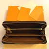 디자이너 패션 수 지퍼 지갑 카드 및 동전 유명한 꽃 망 가죽 지갑 카드 홀더 동전 주머니 여성 지갑 오렌지 상자 dustbag 60017