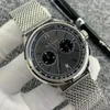 NY 1884 herrklocka montre de luxe VK urverk Armbandsur Chronograph Grön urtavla Stålfodral Svart läderarmband Business Metallklockor