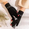 Cinq doigts gants dames hiver conduite écran tactile mignon mode dessin animé impression chaud couple mitaines de haute qualité1