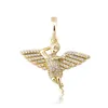 S925 Sterling Silver Angel Wings Pendentifs Collier Bijoux Réel 14K Plaqué Or Bling Zircon Amant Cadeau Bijoux