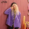 Elfsack roxo sólido duplo peito coreano blazer mulheres jaqueta outono elfo puro feminismo causal oversize diary outwears 201201