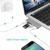 6 in 1 듀얼 USB 유형 C 허브 어댑터 동글 지원 USB 3.0 Quick Charge PD Thunderbolt 3 SD TF 카드 판독기 MacBook264e