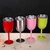 10oz Goblets Stainless Steel Double Wall Glass Wine Tumbler Insulation Vacuum Cocktail Glasses With Leakproof Lid Festival Party Cup