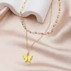 18K guldpläterad retro romantisk fjäril hängande halsband för kvinnor charm uttalande lång kedja tröja halsband Alla hjärtans dag trevlig kvinnlig smycken gåva