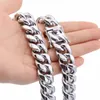 Chains 8-18mm Wide 8-40inch Length Men's Biker Silver Color Stainless Steel Miami Curb Cuban Link Chain Necklace Or Bracelet 212j