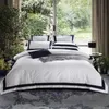 Egyptisk bomull Hotell Vit Bedding Set Luxury Queen King Size Bed Set Duvet Cover Bed Sheet Sprid Fit Sheet Set PARURE DE LIT 201120