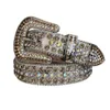 Cowboyriem met leer bezaaid strass riem voor heren dames westerse bling kristal verwijderbare gesp van sets2949950