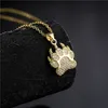 Gold Bated Hip Hop Style Cubic Zirconia Urso Dog Plaw Pingente Colar Homens Mulheres Amantes Jóias