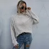 Los gescheurd off-shoulder trui casual gebreide gaten pullovers kleur stippen kleding voor vrouwen nieuwe mode verdreef jumpers 210203