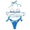 Kadın Mayo Kadın Mayo Takımı Kadın Leopar Baskı Bandage Bikini Plaj Giyim Mayo Yüzme Plus Boyut Bikini1