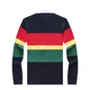 23S New Luxury Quality Cotton Polos Shirt Long Sleeve Stripe Casual Shirt Color Contrast Loose comfortable T-shirt s-5XL