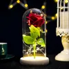 Rose dura para sempre com luzes led em vidro cúpula dia dos namorados casamento aniversário de aniversário aniversário decoração de festa 5 cores frete grátis