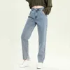 Высокая талия прямые джинсы женщины осень зима бойфренд свободные джинсовые брюки женские повседневные классические длинные джинсы новые штаны 210203