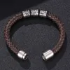 Antique Silver Plated Stainless Steel Charm Bracelet Retro Men Style Braid Leather Bracelets