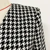 HIGH STREET Newest Designer Runway Dress Women's Long Sleeve V-neck Lion Buttons Embellished Houndstooth Dress 201204