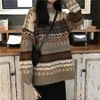 HSA Women Vintage Pullover and Sweaters Winter Loose Style Striped Pull Jumpers Korean style Knitwear Casual Tops Femme 201203