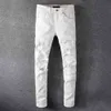 Мужские джинсы классические хип-хоп штаны стилист Джинсы огорчены разорванный байкер Джин тонкий подходящий мотоцикл джинсовые джинсы GEHD