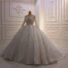 2021 Glitzer Ballkleid Brautkleider Juwel Hals Langarm Luxus Spitze Applikationen Brautkleider Plus Size Hochzeitskleid Robes de Mari￩e
