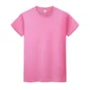 Yeni Yuvarlak Boyun Katı Renk T-shirt Yaz Pamuk Dibe Gömlek Kısa Kollu Erkek ve Bayan Yarım Kollu Vy4zi