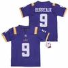 NCAA LSUタイガース＃9 Burreaux Jersey 9 Joe Burrow White Purple College Football Jersey -Factory Outlet