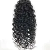 Indian Ponytails Water Wave 8-26 tum 100% Human Hair Extensions Products Water Curly 1B# 100G Water Wave Ponytail Remy Ins