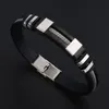 Bracelet en acier inoxydable et Silicone noir pour hommes, Style Punk, nouveau Design, Bracelet Simple en caoutchouc, breloque Pulsera Hombre12400207