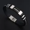 Bracelet en acier inoxydable Silicone noir hommes Bracelet Style Punk nouveau Design hommes Bracelet Simple charme en caoutchouc Pulsera Hombre19310683