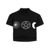 Koszulka Kobiety Koszulki Księżyc Topy Tee Dla Gothic Girl Pastel Goth Estetyczna Odzież Bawełniana Krótka koszulka