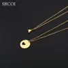 Pendant Necklaces SRCOI Personalized Mother Daughter Necklace Set Gold Color Heart Cut Out Stainless Steel Jewelry As Christmas Year1