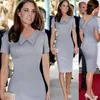 Kvinnor Middleton Princess Kate Pencil Elegant kändis Peter Pan Collar Knee Length Formell Arbetskontor Klänning