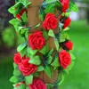 2,4 m extra lång konstgjord silkeskrympning Rose blommor Vine Wisteria Garland Wedding Home Decor Rattan 10st / Lot