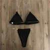 Nya sommar kvinnor transparenta band halter nacke solid mikro g-sträng bikini set bh thong sexig push up swimwear badning baddräkt
