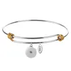 Rostfritt stål Bangle Snap Charms Justerbar Bangle Ginger Snap Smycken Fit 18mm-knapp NN-668275U