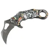 Cuchillo plegable de garra karambit 440c Clazada de acero con titanio gris 3D Mango de acero impreso H5433