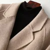 Femmes cachemire mi-longueur manteau élégant col rabattu manteau en laine Drouble bouton conception hiver chaud manteau Casaco Feminino 201221