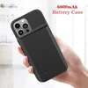 6000mAh لـ iPhone 15 14 13 Pro Max 12 11 Mini Slim Silicone Portable Batternal Battery Smart Power Banks Charger Cover Case