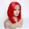 113 Czerwony pełny prosty syntetyczny włosy koronki przodu bob peruki symulacji ludzkich włosów perucas Pelucas przez DHL