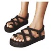 Садья летние сандалии женские туфли белье веревочка платформа платформа пляж тапочка нескользящая прогулка ходьба обувь Zapatos de Mujer Q1223