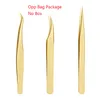 MP047 Custom Logo Eyelashes Tweezers Stainless Steel Eyebrow Tweezers False Eyelash Extension Sticker Picker with OPP Bag