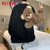 RUIHUO Bear Повседневная толстовка Мужские топы Harajuku Уличная одежда Забавный пуловер Кофты в стиле хип-хоп 2XL Весна 220215