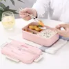 1000ミリリットル聖堂ボックス日本の子供のお弁当ボックス小麦藁食品容器電子レンジの食器携帯用プラタブルランチボックスBento 201209